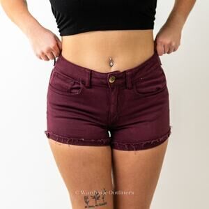 AEO Plum Denim Super Stretch High Rise Shortie Shorts